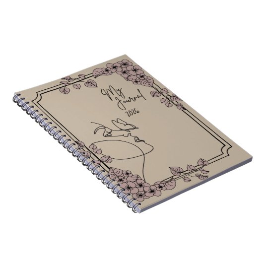 My Journal 2026 – Minimal Floral Line Art Aestheti Notitieboek (Rechterzijde)