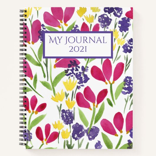 My Journal Custom Flowers Roze Paarse Geel Notitieboek (Voorkant)
