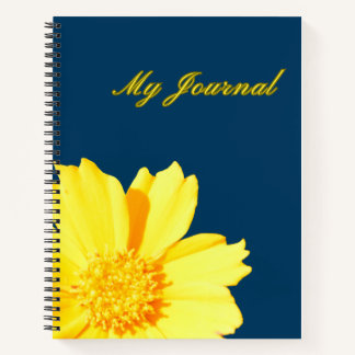 My Journal Grote gele bloem.Donkerblauwe achtergro Notitieboek