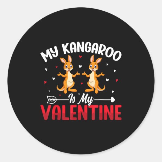 My Kangaroo Is My Valentine - Animal Lovers Valent Ronde Sticker (Voorkant)