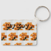 My Key Tekstnaam met Oranje Kleur Bloem Sleutelhanger (Voorkant)