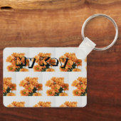 My Key Tekstnaam met Oranje Kleur Bloem Sleutelhanger (Voorkant)
