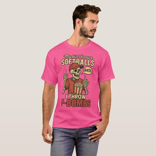 My kid throws SOFTBALLS – I throw F-BOMBS T-shirt (Voorkant volledig)