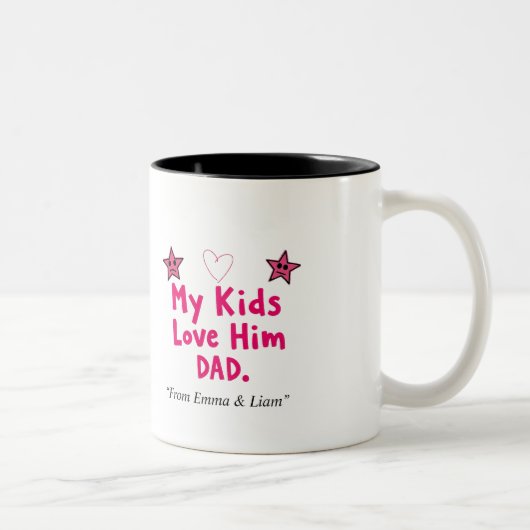 My Kids Love Him Mug Personalized Funny Dad Gift Tweekleurige Koffiemok (Rechts)