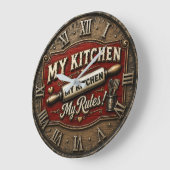 My Kitchen My Rules Rustic Farmhouse Rolling Pin Grote Klok (Hoek)