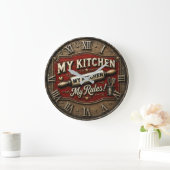 My Kitchen My Rules Rustic Farmhouse Rolling Pin Grote Klok (Huis)