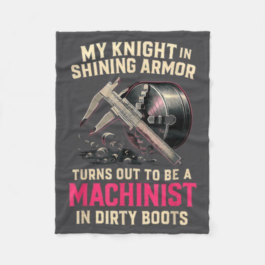 My Knight In Machinist Wife Girlfriend Funny Anniv Fleece Deken (Voorkant)