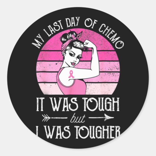 My Last Day of Chemo Breast Cancer Chemotherapy Su Ronde Sticker (Voorkant)