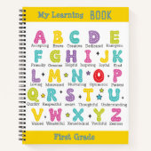 My Learning Book aangepaste naam kleurrijke letter Notitieboek (Voorkant)