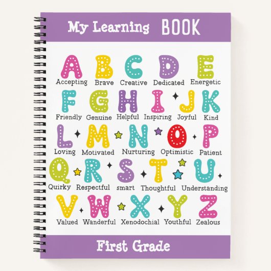My Learning Book aangepaste naam kleurrijke letter Notitieboek (Voorkant)