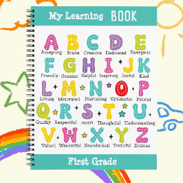 My Learning Book aangepaste naam kleurrijke letter Notitieboek