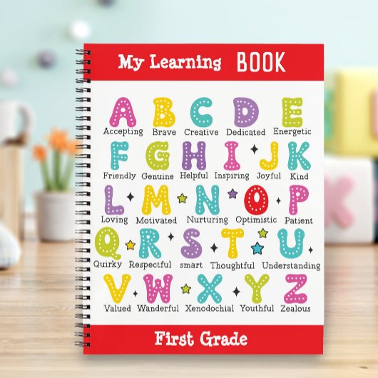 My Learning Book aangepaste naam kleurrijke letter Notitieboek