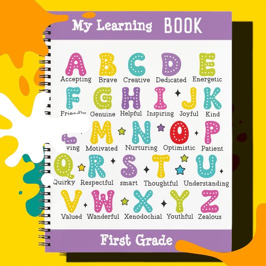My Learning Book aangepaste naam kleurrijke letter Notitieboek