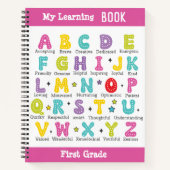 My Learning Book aangepaste naam kleurrijke letter Notitieboek (Voorkant)