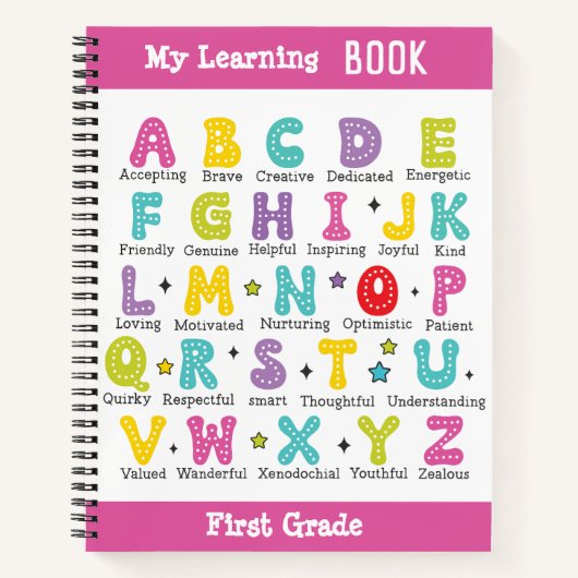 My Learning Book aangepaste naam kleurrijke letter Notitieboek (Voorkant)