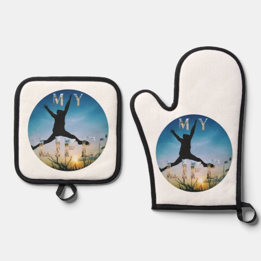My Life – Inspirational Nature Design Apron Ovenwant & Pannenlap Set (Voorkant)
