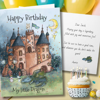 My Little Dragon Birthday Card | Whimsical Castle  Feestdagen Kaart