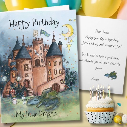 My Little Dragon Birthday Card | Whimsical Castle  Feestdagen Kaart