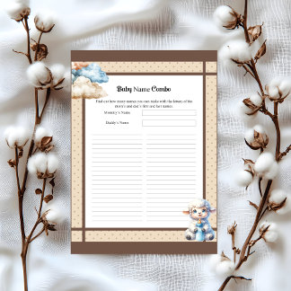 My Little Lamb_ Baby Naam Combo Shower spel Briefhoofd