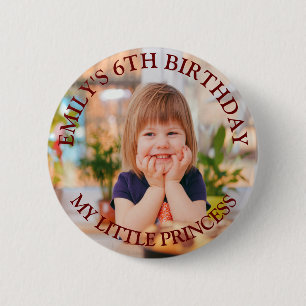 My Little Princess Happy Birthday Fotonaam Ronde Button 5,7 Cm