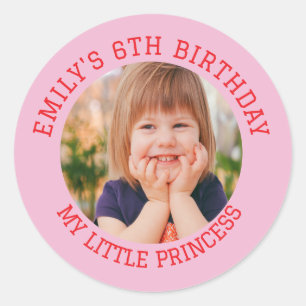 My Little Princess Happy Birthday Fotonaam Ronde Sticker