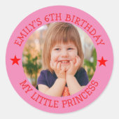 My Little Princess Happy Birthday Fotonaam Ronde Sticker (Voorkant)