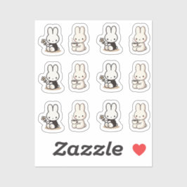 My little tiny bunny with cup and flower sticker