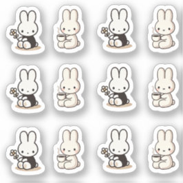 My little tiny bunny with cup and flower sticker