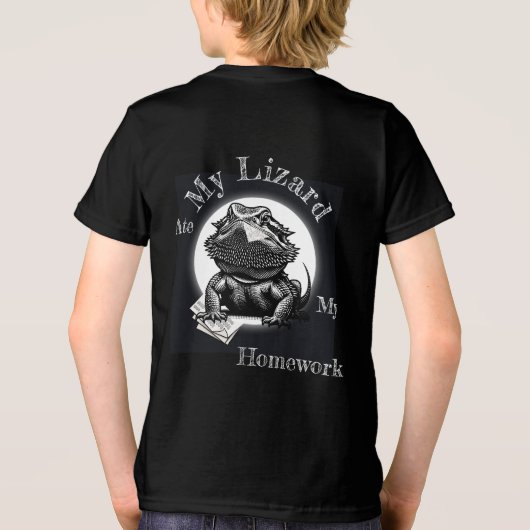 "My Lizard Ate My Homework" Funny Black Tri-Blend Shirt (Achterkant)