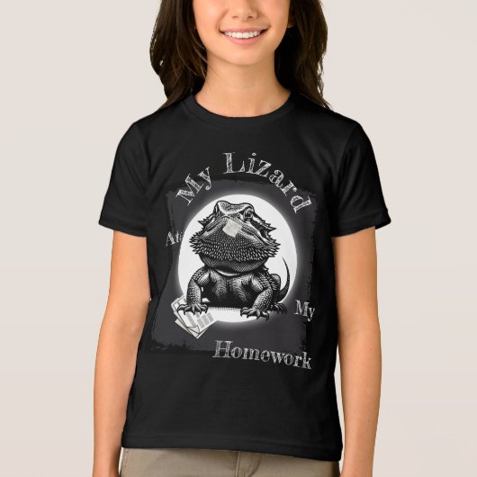 "My Lizard Ate My Homework" Funny Black Tri-Blend Shirt (Voorkant)