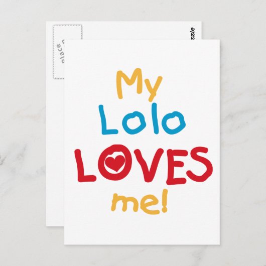 My Lolo Loves Me T-shirts en geschenken Briefkaart (Voorkant / Achterkant)