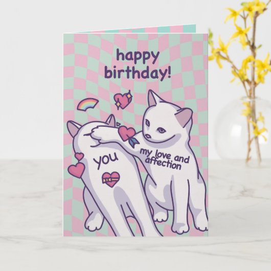 My Love and Affection Birthday Slap – Funny Cat Gr Kaart (Gele Bloem)