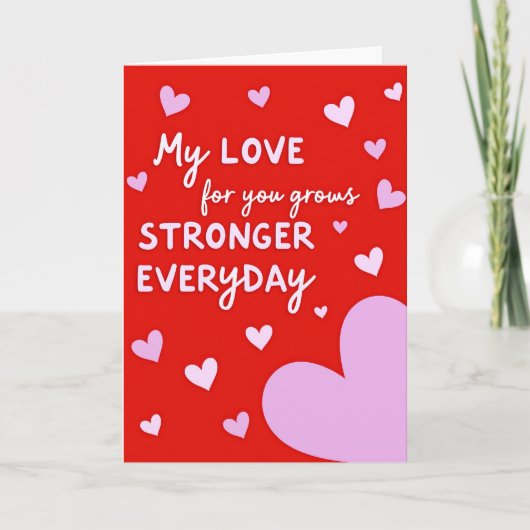 My Love Groeit Sterker Hartjes Kaart (Voorkant)