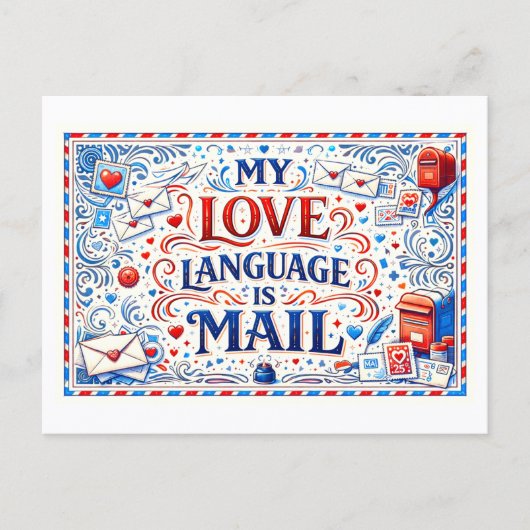 "My Love Language Is Mail" Briefkaart (Voorkant)