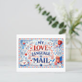 "My Love Language Is Mail" Briefkaart (Staand voorkant)