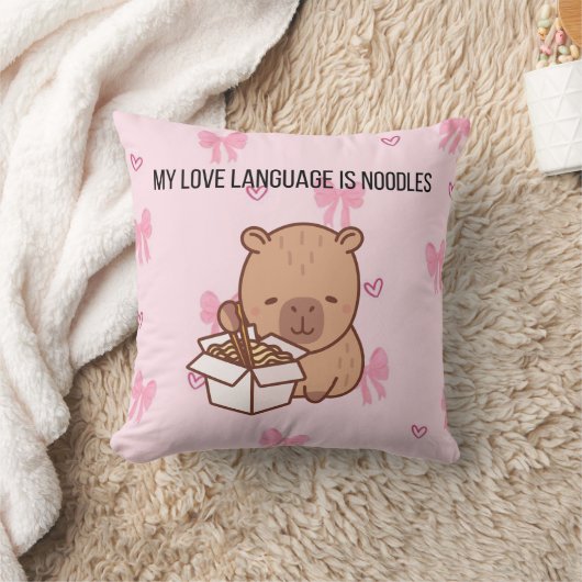 My Love Language Is Noodles | Kawaii Capybara Deco Kussen (Deken)