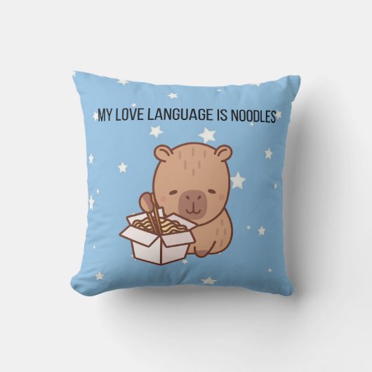 My Love Language Is Noodles | Kawaii Capybara Deco Kussen (Voorkant)