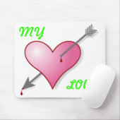 My Love Pink Heart Arrow Mousepad Muismat (Met muis)