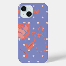 My Love Rose and Heart Background iPhone 15 Case