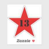 My Lucky Number Star - Nummer 13 (rood) Sticker (Vel)