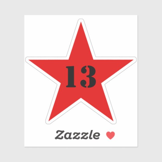 My Lucky Number Star - Nummer 13 (rood) Sticker (Vel)