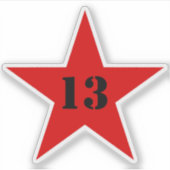My Lucky Number Star - Nummer 13 (rood) Sticker (Voorkant)