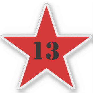 My Lucky Number Star - Nummer 13 (rood) Sticker