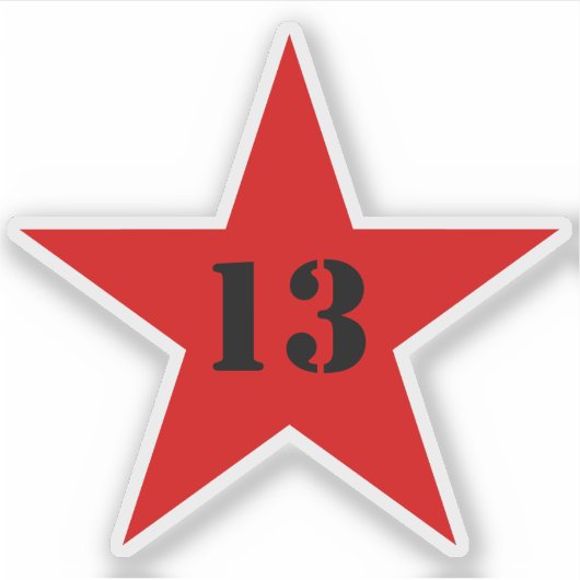 My Lucky Number Star - Nummer 13 (rood) Sticker (Voorkant)