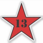 My Lucky Number Star - Nummer 13 - v2 (rood) Sticker (Voorkant)