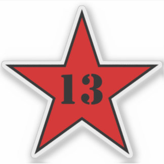 My Lucky Number Star - Nummer 13 - v2 (rood) Sticker