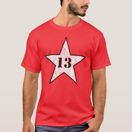 My Lucky Number Star - Nummer 13 - v2(vint. wit) T-shirt (Voorkant)