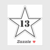 My Lucky Number Star - Nummer 13 - v2 (wit) Sticker (Vel)