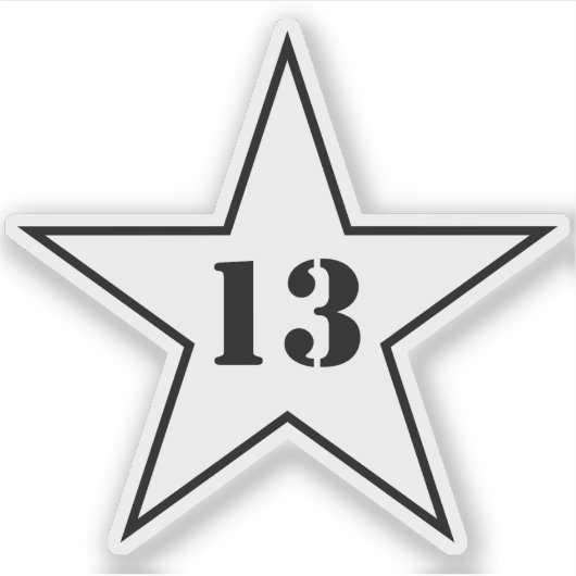 My Lucky Number Star - Nummer 13 - v2 (wit) Sticker (Voorkant)