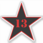 My Lucky Number Star - Nummer 13 - v2 (zwart) Sticker (Voorkant)